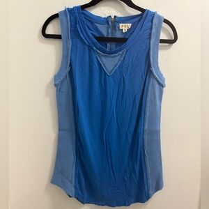 POL Blue Fitted Tank Top with V-Neck
